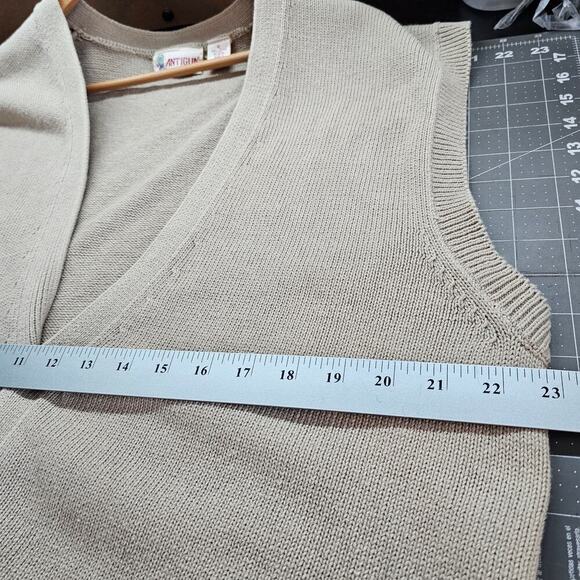 Vintage Antigua Sweater Vest Mens XL 90s Geometric Tan Preppy Academia Grandpa - Picture 8 of 8